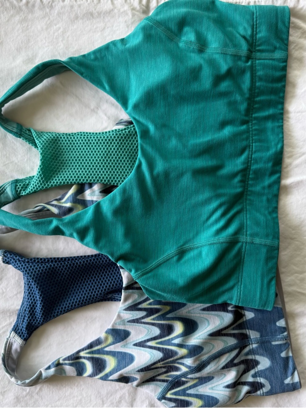 Outdoor Voices Teal & Navy Patterned Sports Bra Set of 2